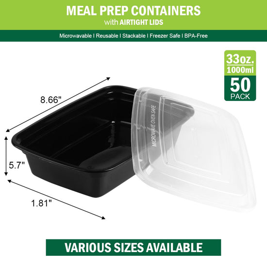 Meal Prep Containers, Plastic Food Storage Containers with Lids, 32Oz Meal Prep Container, to Go Containers Disposable, BPA Free, 50 Packs