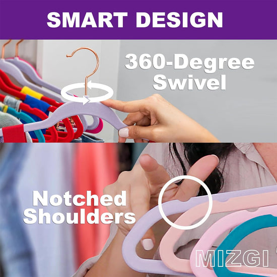 Premium Velvet Hangers (60 Pack) Heavy Duty - Non Slip Felt Hangers - Mint Green - Rose Gold Hooks,Space Saving Clothes Hangers,Durable Strong Hangers for Suits,Coats