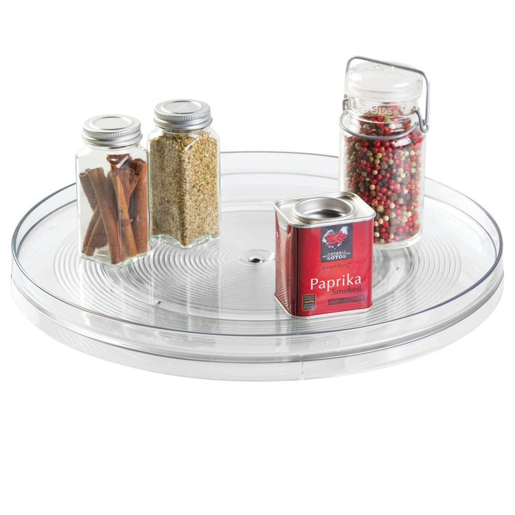 Recycled Plastic Lazy Susan Turntable Organizer, Pantry, Bathroom, General Storage and More, the Linus Collection – 14", Clear