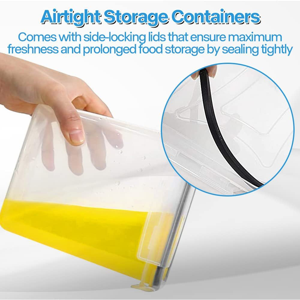 Airtight Food Storage Container Set 14 Pack - Kitchen and Pantry Organization Containers - Sugar and Cereal - Plastic Dry Food Canisters - BPA Free Plastic Cereal Containers with Easy Lock Lids