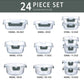 Glass Food Storage Containers with Lids, 24-Piece Glass Meal Prep Containers Set - Airtight Lunch Containers, Microwave, Oven, Freezer and Dishwasher Friendly