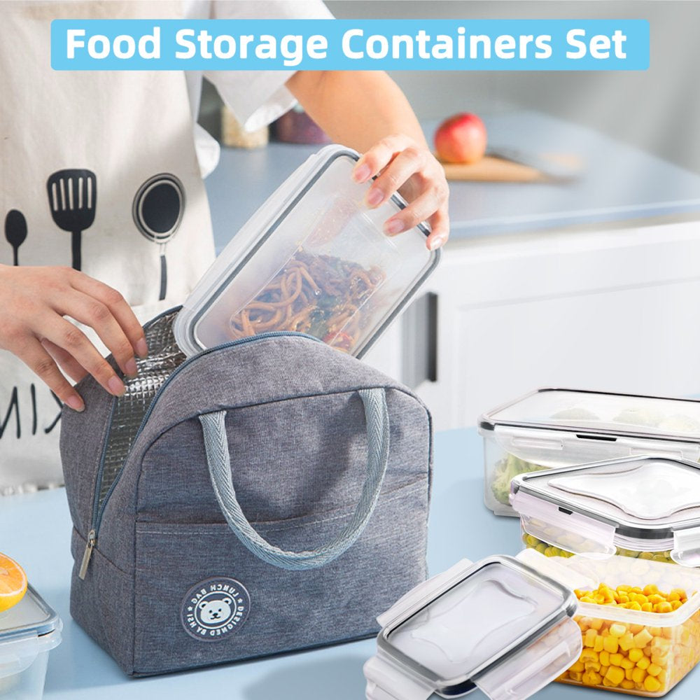 24 Pcs Food Storage Containers Set with Lids - Bpa-Free Airtight Plastic Containers for Pantry & Kitchen Organization, Meal Prep, Lunch Containers with Free Labels & Marker (12 Lids + 12 Containers)