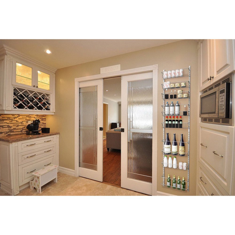 Over-The-Door White Metal Kitchen Storage Spice Shelves