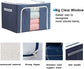 Clothes Storage Bag 100L Large Capacity Organizer with Reinforced Handle Thick Fabric for Comforters, Iron Bracket，Blankets, Bedding, Foldable with Sturdy Zipper, Clear Window,Blue (100L, 3 Pack)