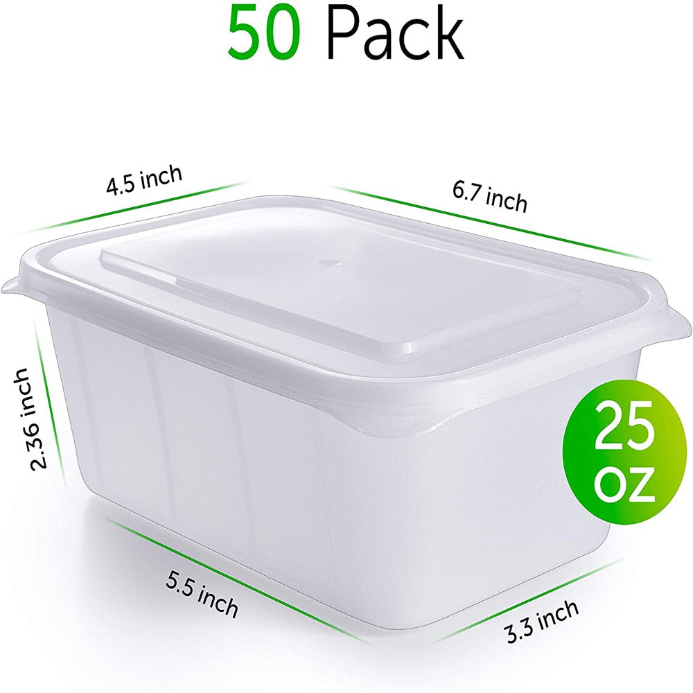 - Food Storage Containers with Lids - Plastic Meal Prep Containers - 50 Pack, 25 Ounce
