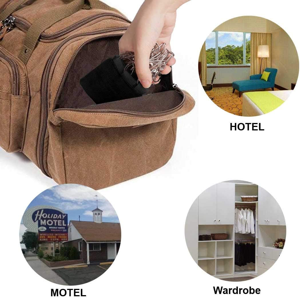 2 Pack 10 Hat Organizer Hook Loop Tape Cap Stainless Steel Organizer Hanger, Folding Clothes Hangers Foldable Clothes Drying Rack for Travel