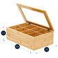 Big Natural Bamboo Tea Box Organizer, Tea Bag Holder with 8 Compartments
