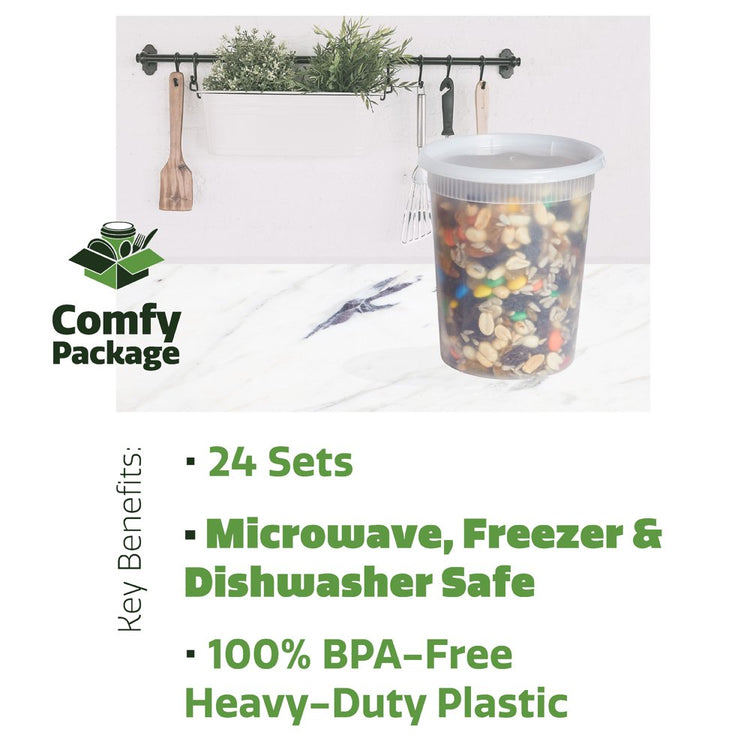 32 Oz Food Storage Containers with Lids Airtight Meal Prep Container, 24-Pack