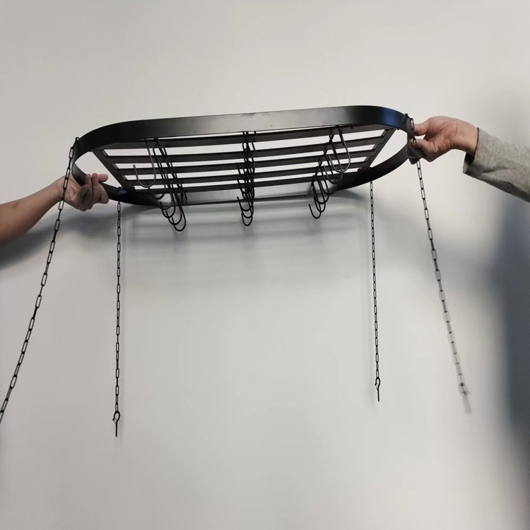 Hanging Pot Rack, Pot Hanger Pots and Pans Organizer for Kitchen Ceiling, Heavy Duty Cooking Hanger with 12 Hooks