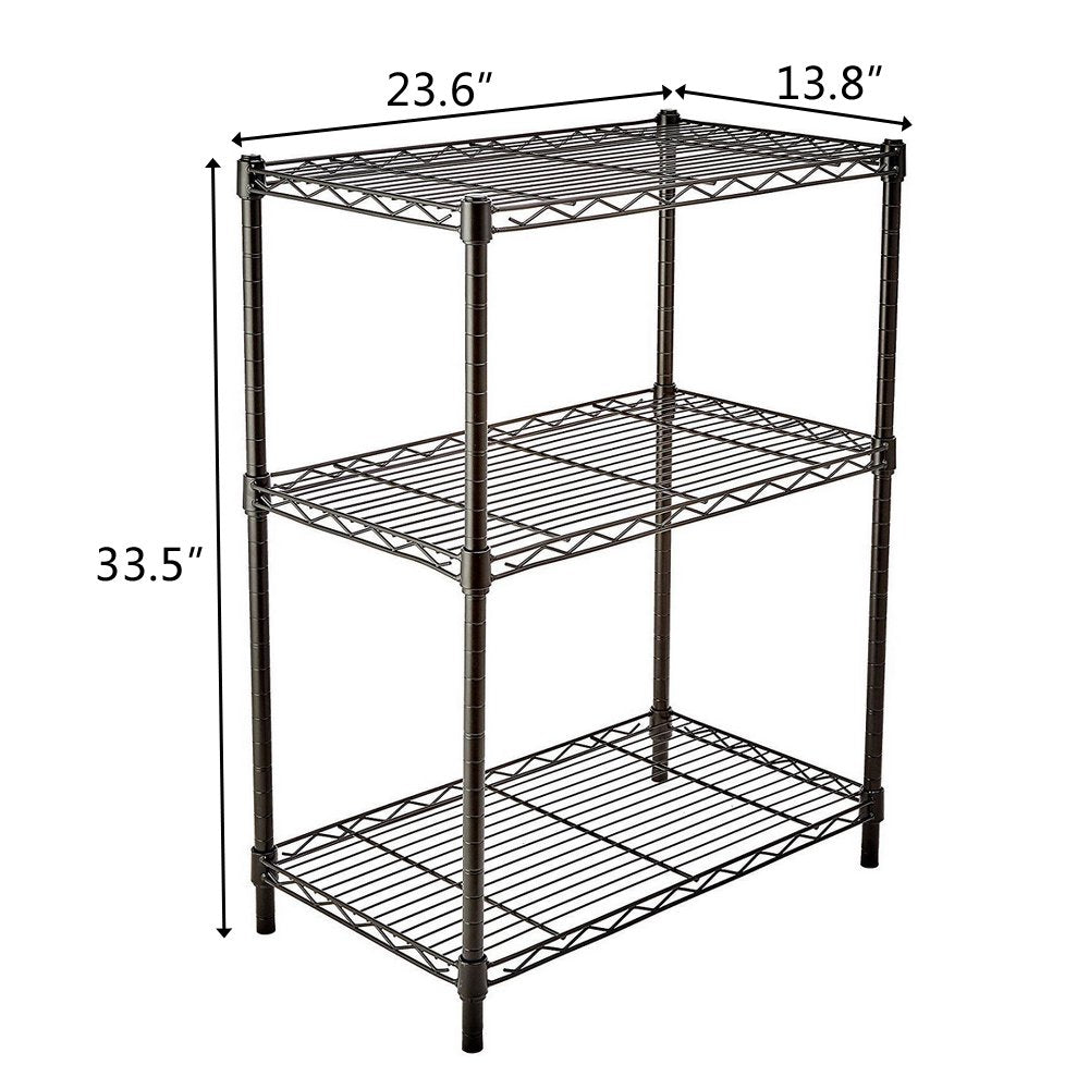 Ktaxon 3 Tier Black Heavy Duty Wire Shelves Organizer Wire Shelving Rack Unit,Metal Shelf