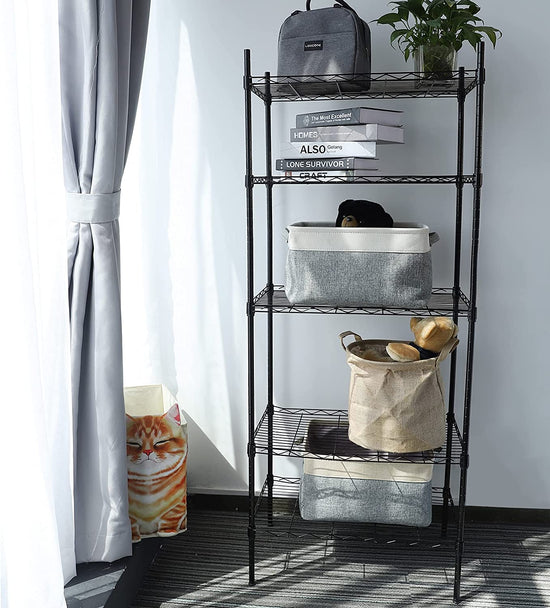5-Shelf Adjustable Wire Shelving Unit, Pantry Shelves Metal Storage Racks Utility Racks, Height Household Type Heavy Duty Storage Shelving for Kitchen, Bedroom, Bathroom and Garage, Black (5-Tier)
