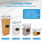 Airtight Food Storage Container Set 14 Pack - Kitchen and Pantry Organization Containers - Sugar and Cereal - Plastic Dry Food Canisters - BPA Free Plastic Cereal Containers with Easy Lock Lids