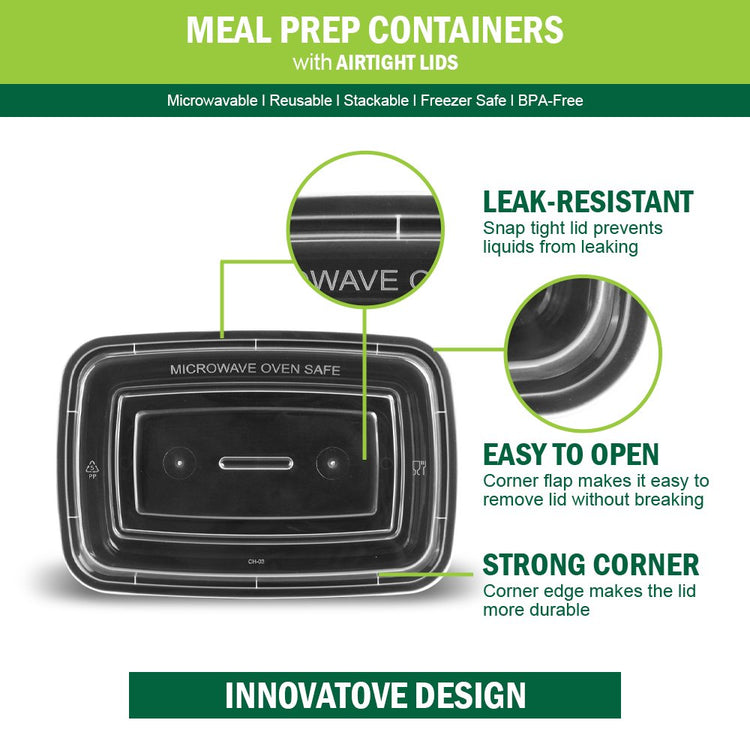 Meal Prep Containers, Plastic Food Storage Containers with Lids, 32Oz Meal Prep Container, to Go Containers Disposable, BPA Free, 50 Packs