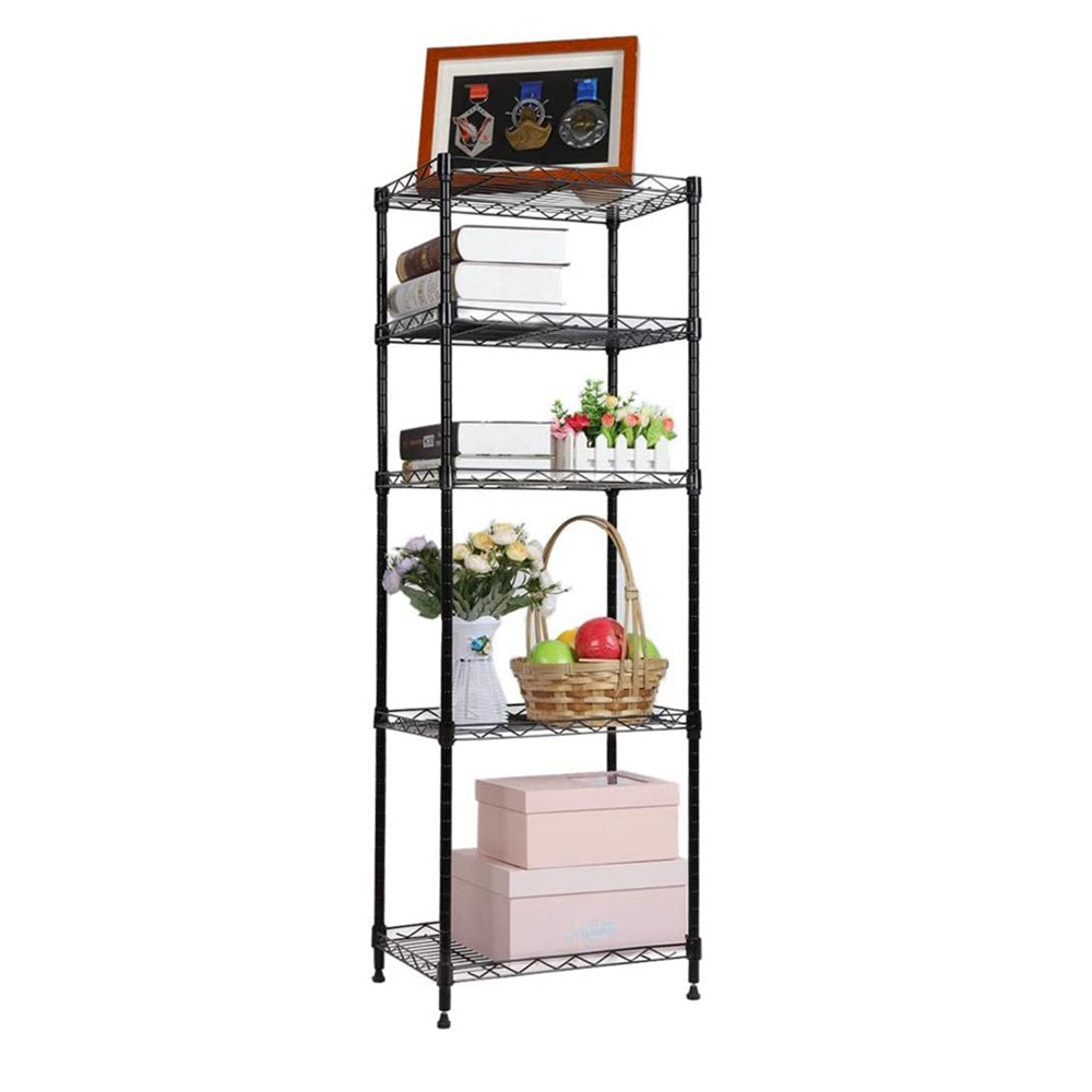 5-Tier Wire Shelving Unit, Narrow Kitchen Metal Shelving for Kitchen Storage, Metal Shelf Organizer Adjustable Storage Shelves